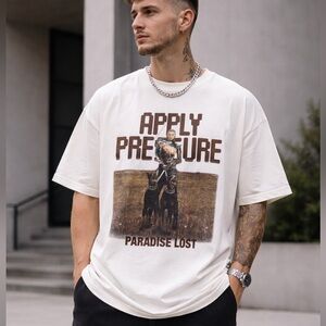 Paradise Lost Apply Pressure Graphic Tee men XL off White Streetwear Nebula Prem